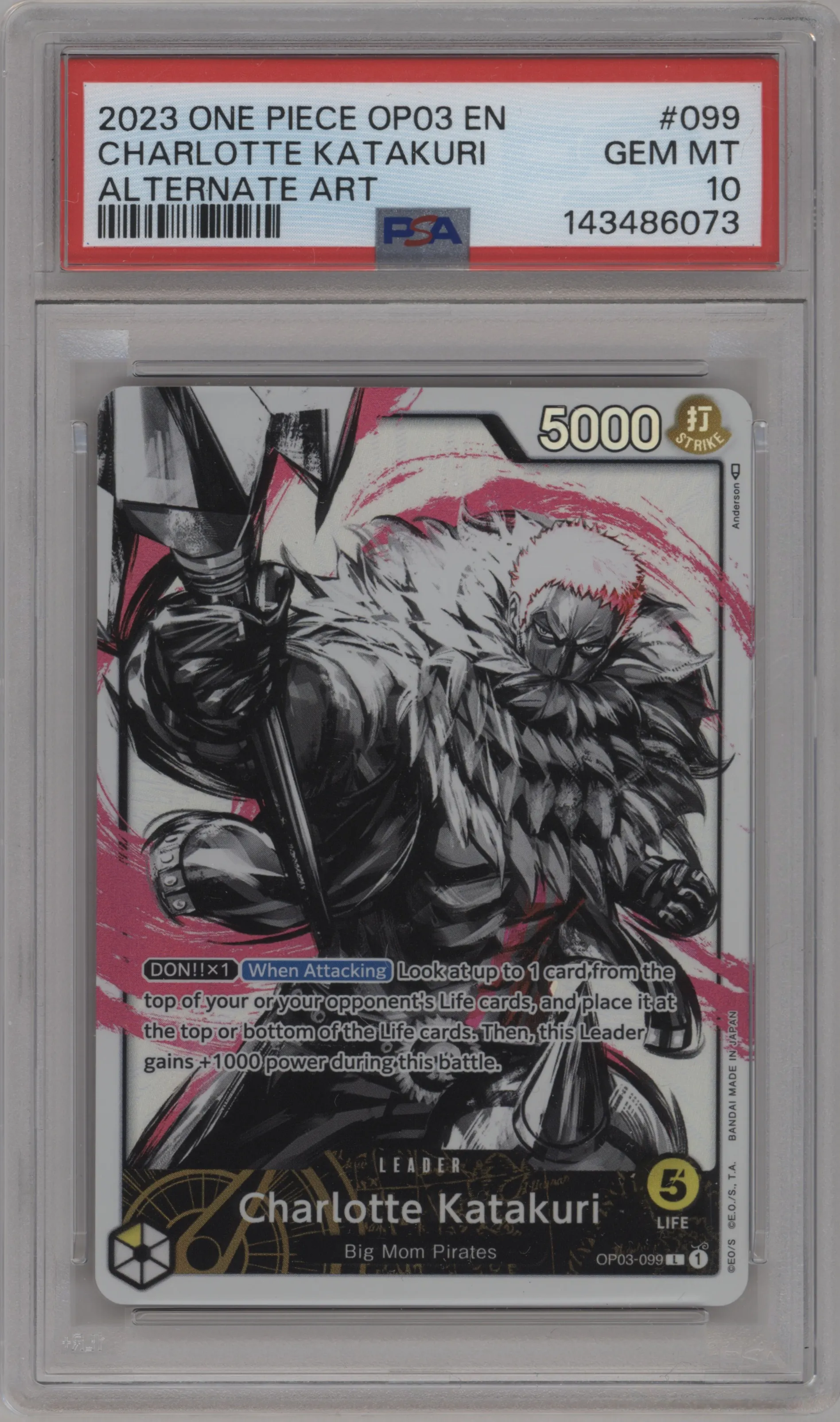 2023 One Piece Pillars of Strength Charlotte Katakuri Alternate Art PSA 10