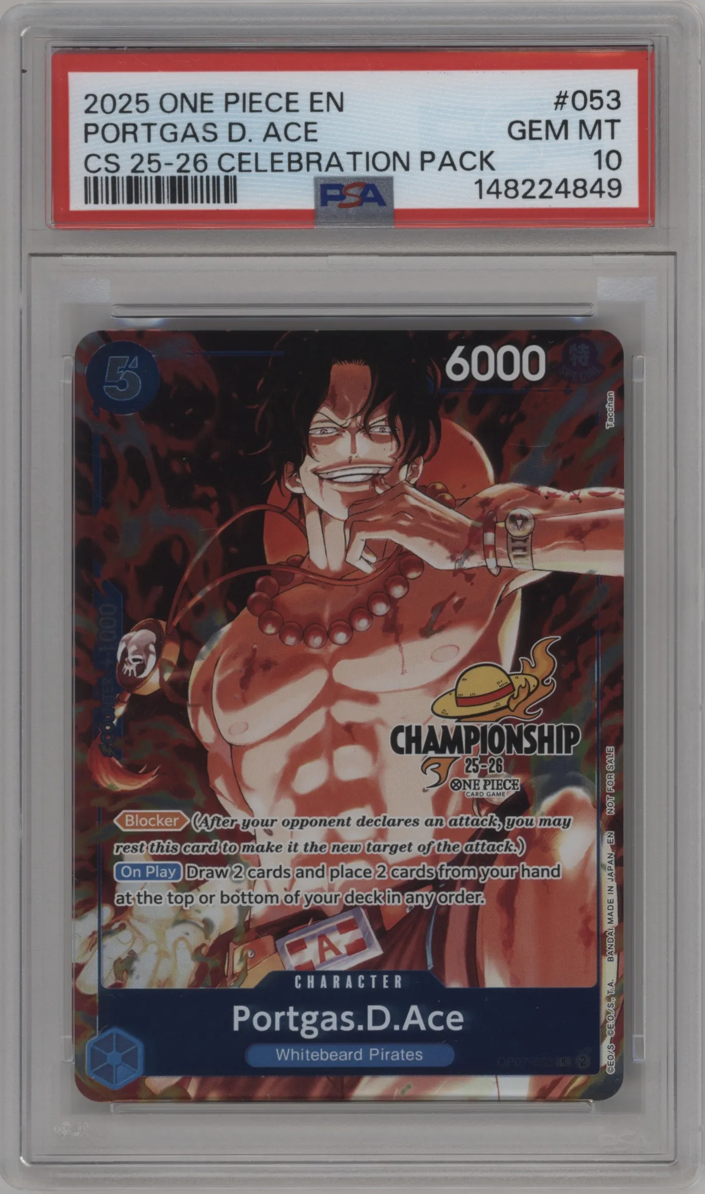 2025 One Piece Portgas.D.Ace CS 25-26 Celebration Pk. PSA 10