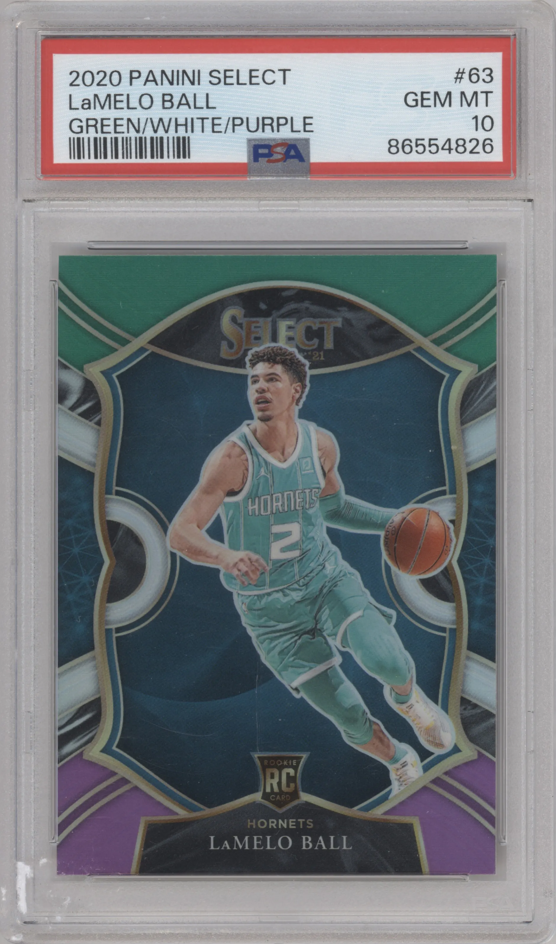 2020 Panini Select LaMelo Ball Green/White/Purple Prizm PSA 10
