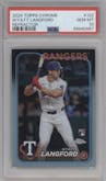 Wyatt Langford from the 2024 Topps Chrome set featuring a Refractor parallel graded by PSA and given an overall grade of 10.
