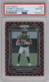 Garrett Wilson from the 2022 Panini Prizm set featuring a Black & White Checker parallel graded by PSA and given an overall grade of 10.