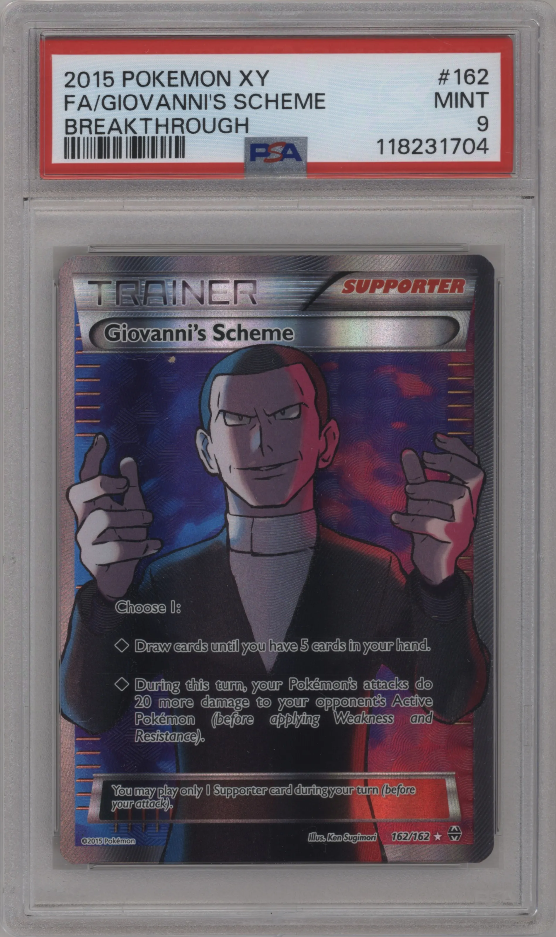 2015 Pokemon XY XY BREAKthrough Giovanni's Scheme PSA 9