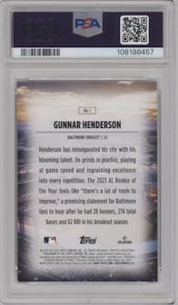 Gunnar Henderson  from the 2025 Topps set graded by PSA and given an overall grade of 9.