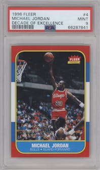 Michael Jordan from the 1996-97 Fleer set graded by PSA and given an overall grade of 9.