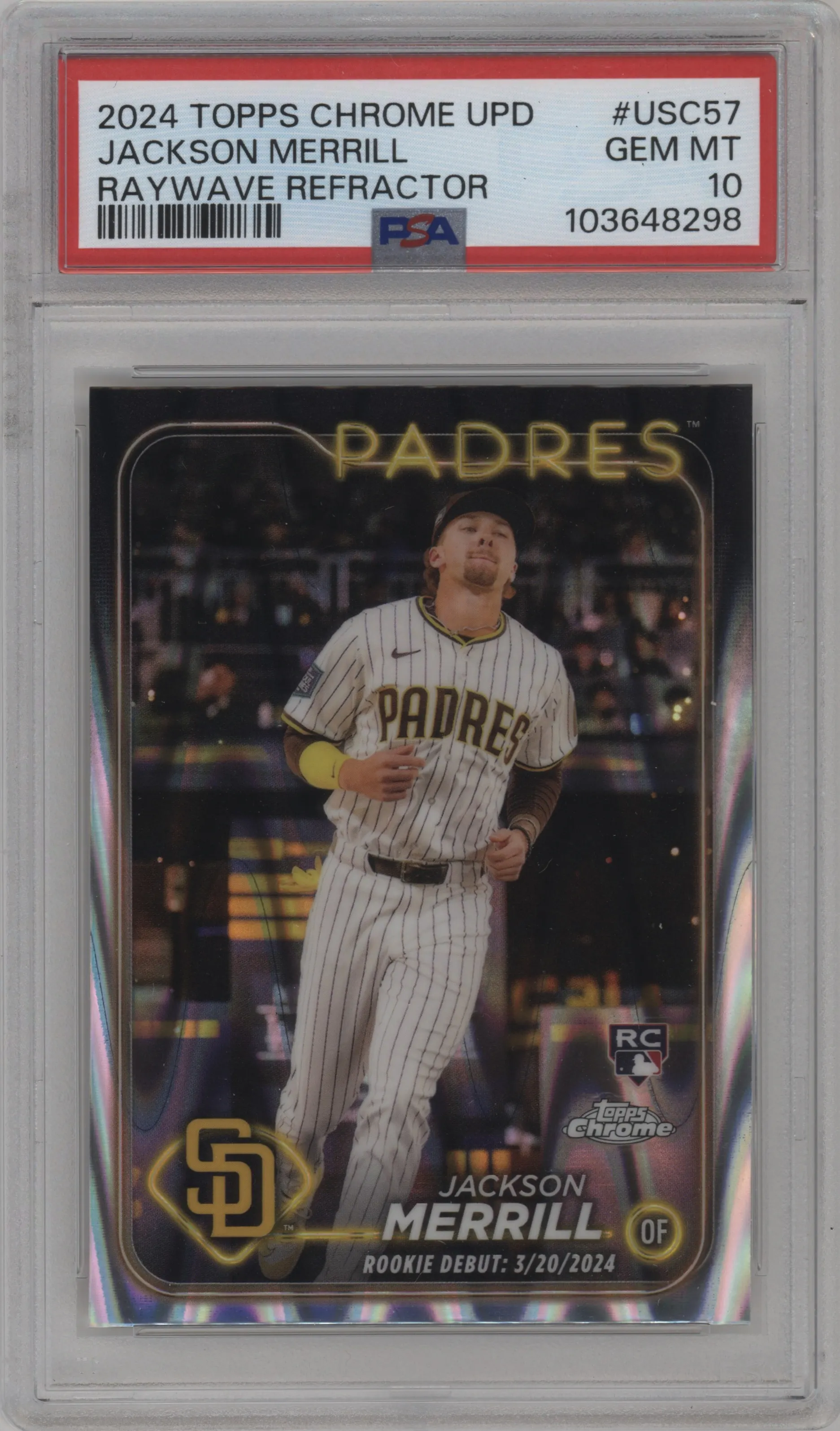 2024 Topps Chrome Update Jackson Merrill RayWave Refractor #USC57 PSA 10