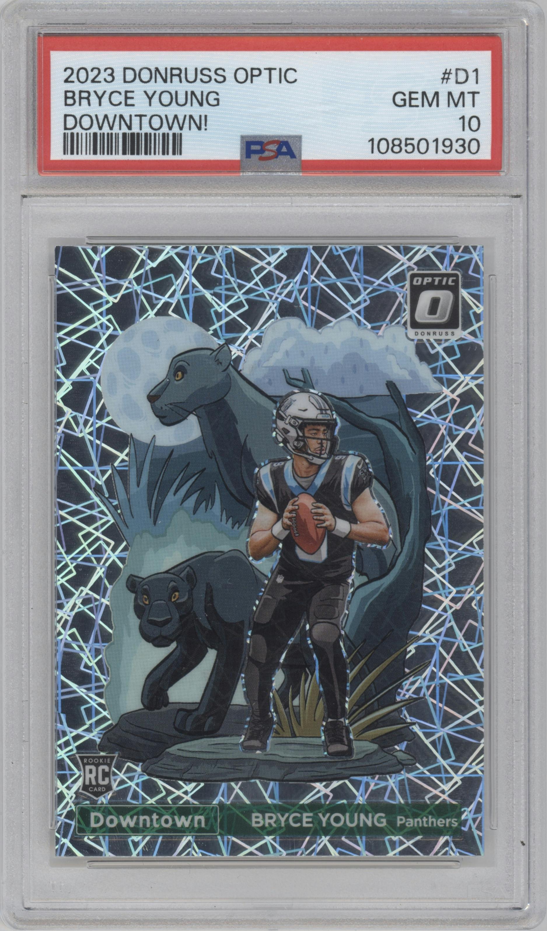 Bryce Young from the 2023 Donruss Optic set graded by PSA and given an overall grade of 10.