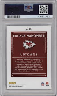 Patrick Mahomes II from the 2024 Donruss Optic set graded by PSA and given an overall grade of 10.