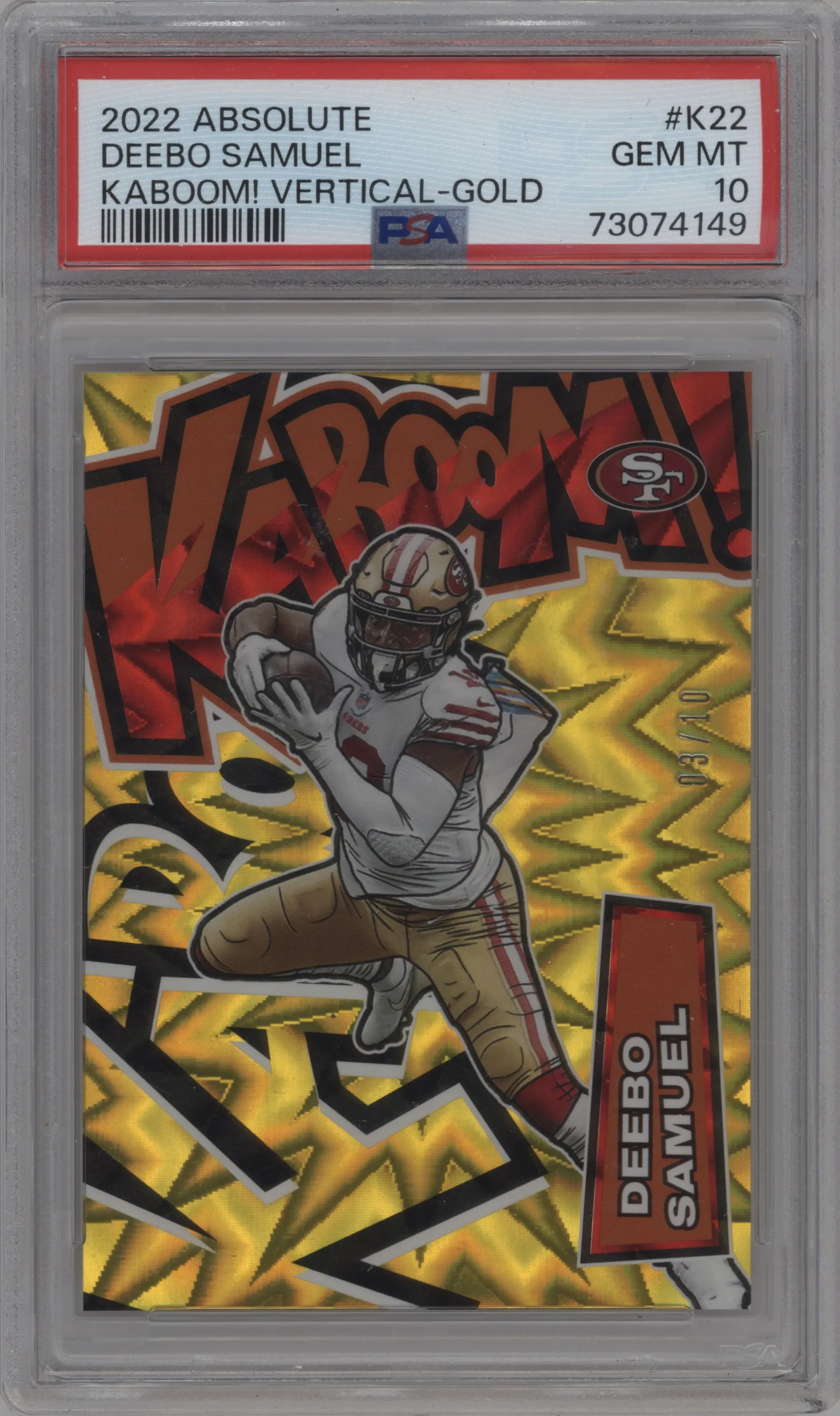 2022 Panini Absolute Kaboom! Vertical Deebo Samuel Gold #K22 PSA 10