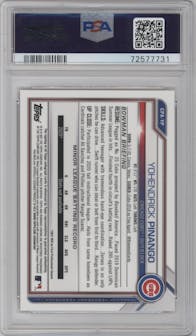 Yohendrick Pinango from the 2021 Bowman Chrome set featuring a Orange Wave Refractor parallel graded by PSA and given an overall grade of 10.