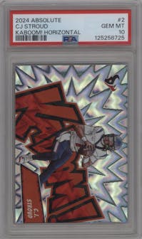 C.J. Stroud from the 2024 Panini Absolute set graded by PSA and given an overall grade of 10.