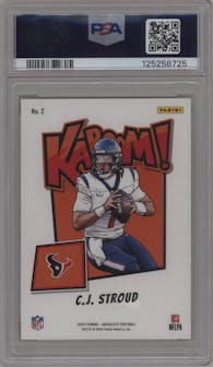 C.J. Stroud from the 2024 Panini Absolute set graded by PSA and given an overall grade of 10.
