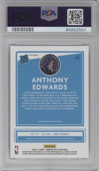 Anthony Edwards from the 2020-21 Panini Donruss Optic set featuring a Purple parallel graded by PSA and given an overall grade of 9.
