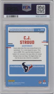 C.J. Stroud from the 2023 Donruss Optic set featuring a Pink parallel graded by PSA and given an overall grade of 10.