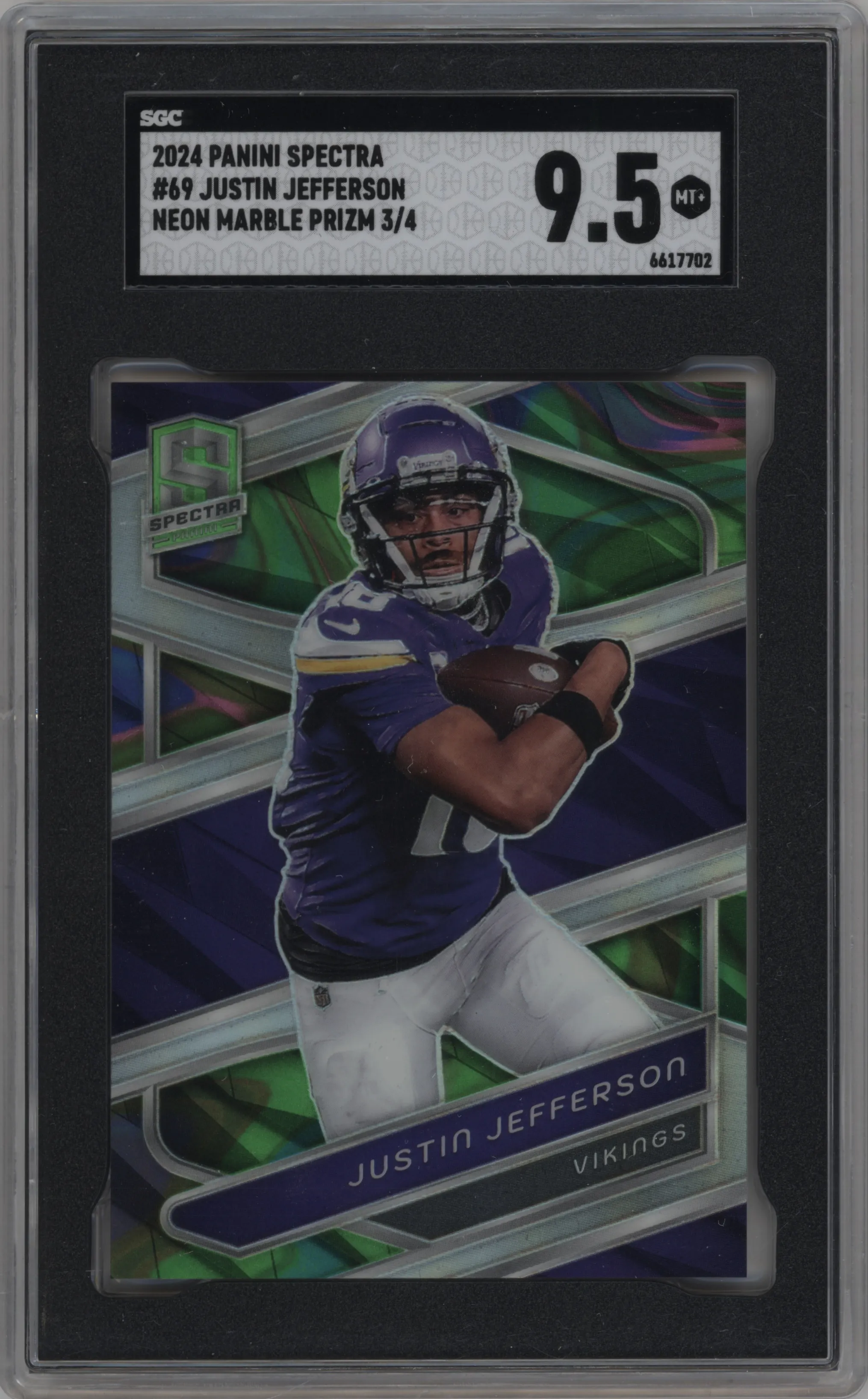 2024 Panini Spectra Justin Jefferson Neon Marble SGC 9.5