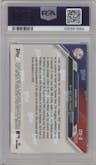 Aaron Judge from the 2024-25 Topps Now Off-Season set graded by PSA and given an overall grade of 10.