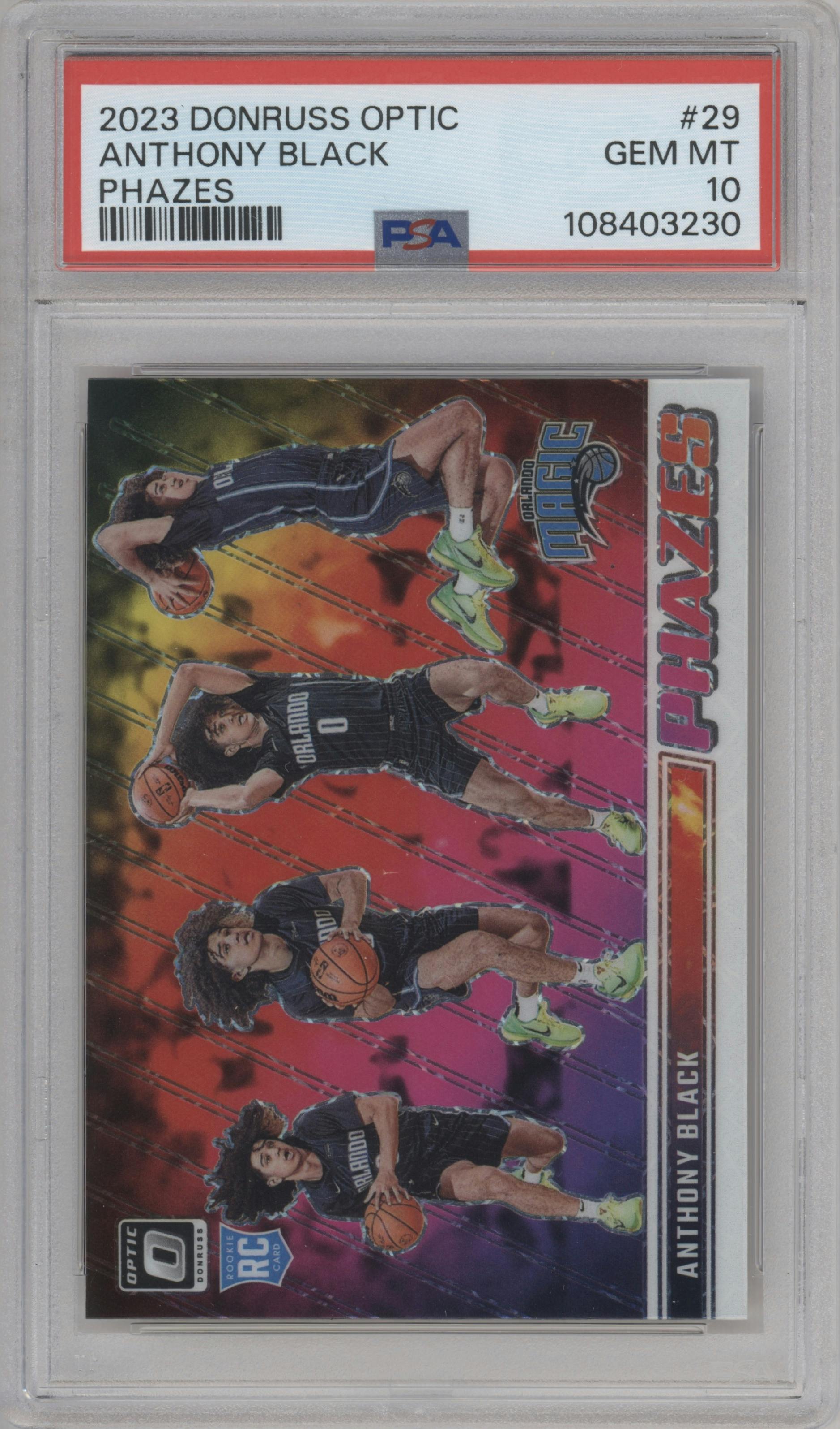 Anthony Black from the 2023-24 Donruss Optic set graded by PSA and given an overall grade of 10.