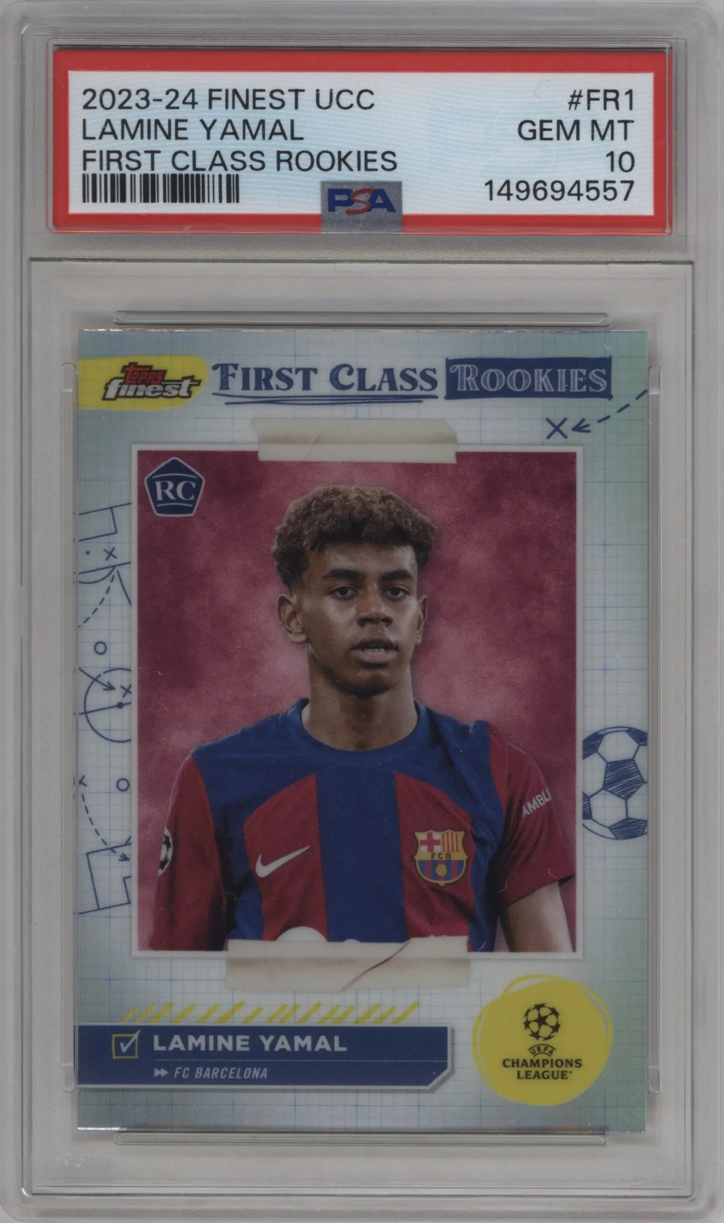 2023 Topps Finest UEFA Club Competitions First Class Rke. Lamine Yamal #FR-1 PSA 10