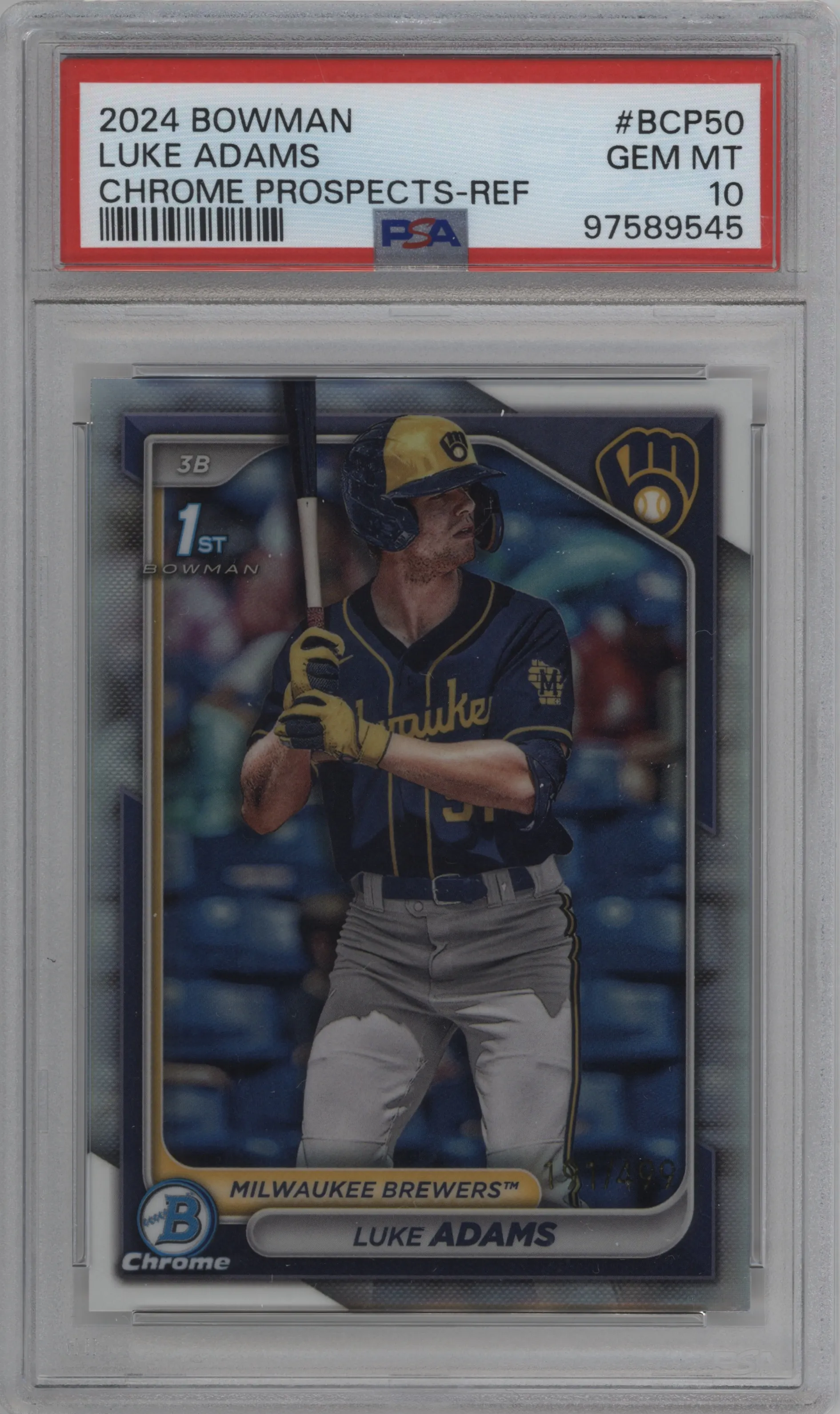 2024 Bowman Chrome Pros. Luke Adams Refractor PSA 10