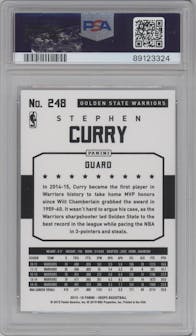 Stephen Curry from the 2015-16 Panini NBA Hoops set graded by PSA and given an overall grade of 10.