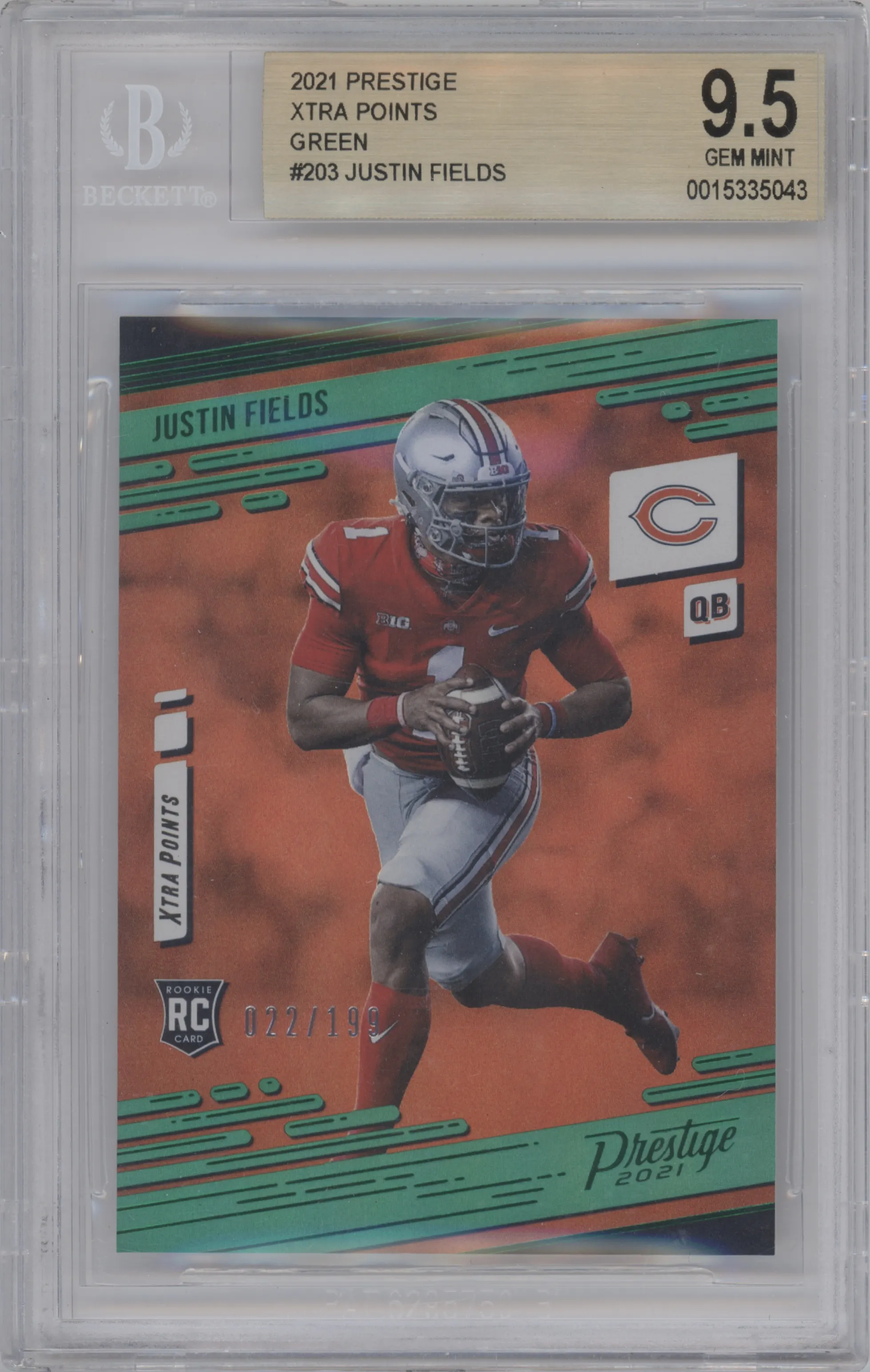 2021 Panini Prestige Justin Fields Xtra Points Green BGS 9.5