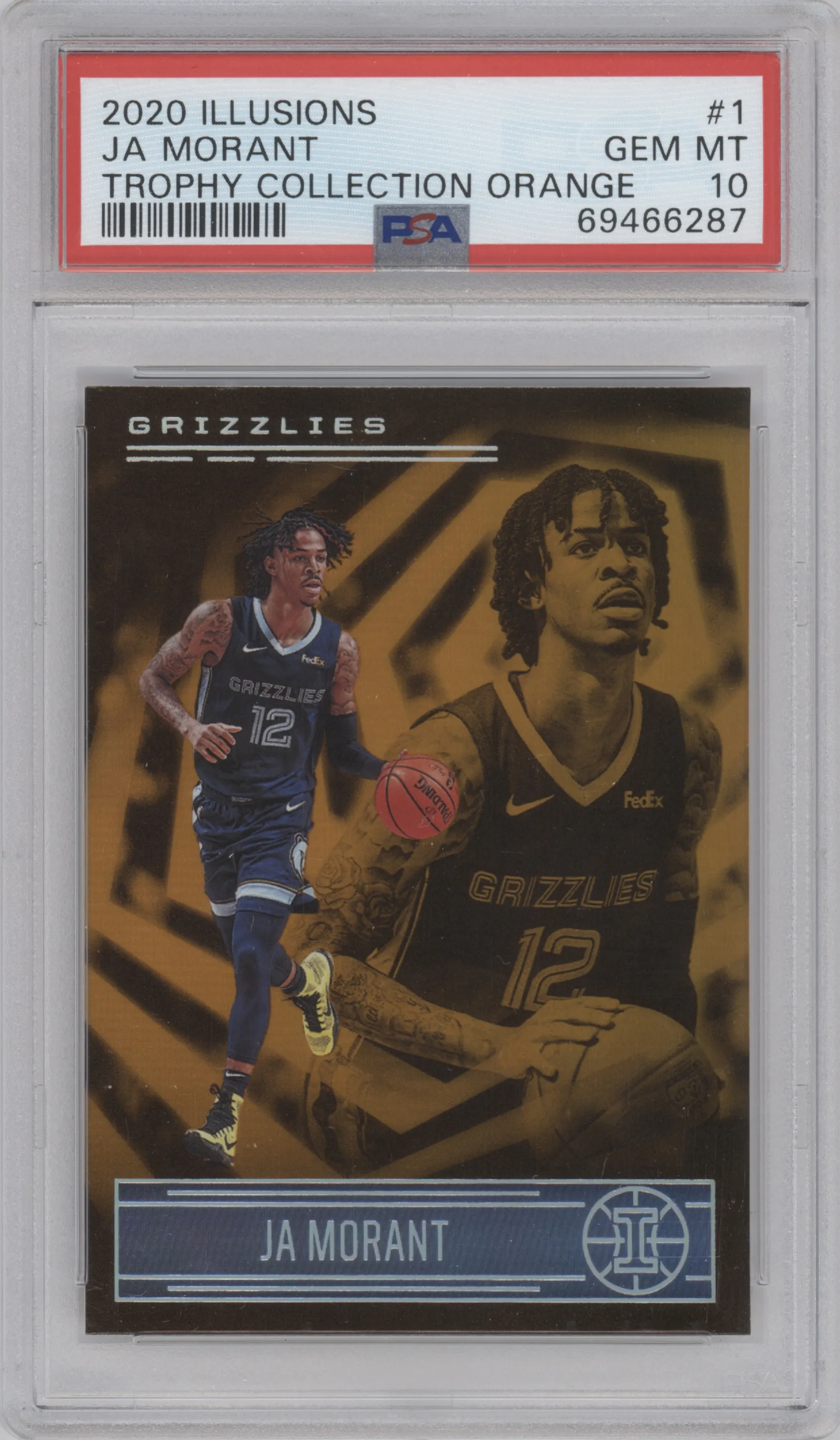 2020 Panini Illusions Ja Morant Trophy Collection Orange PSA 10