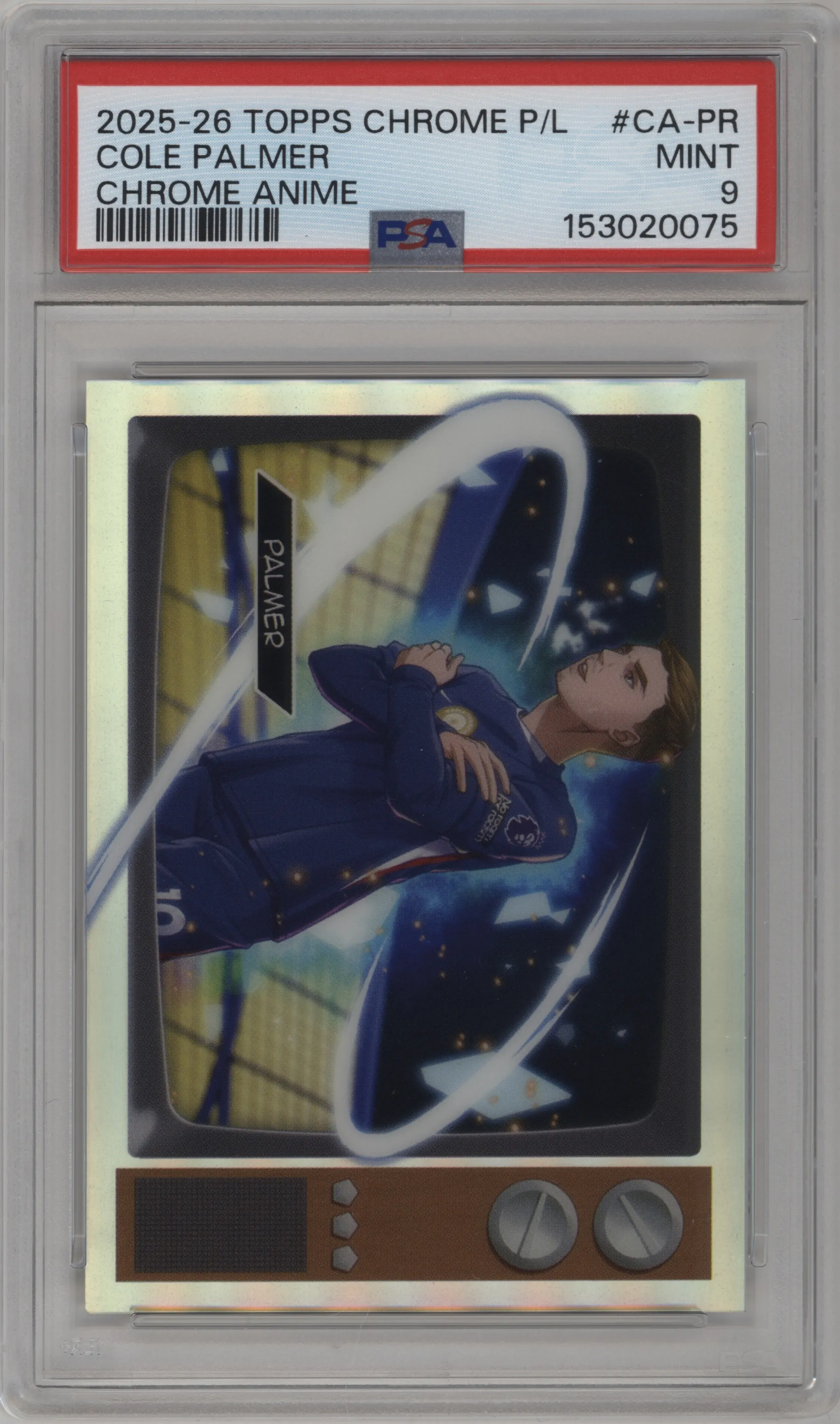 2025 Topps Chrome Premier League Chrome Anime Cole Palmer #CA-PR PSA 9