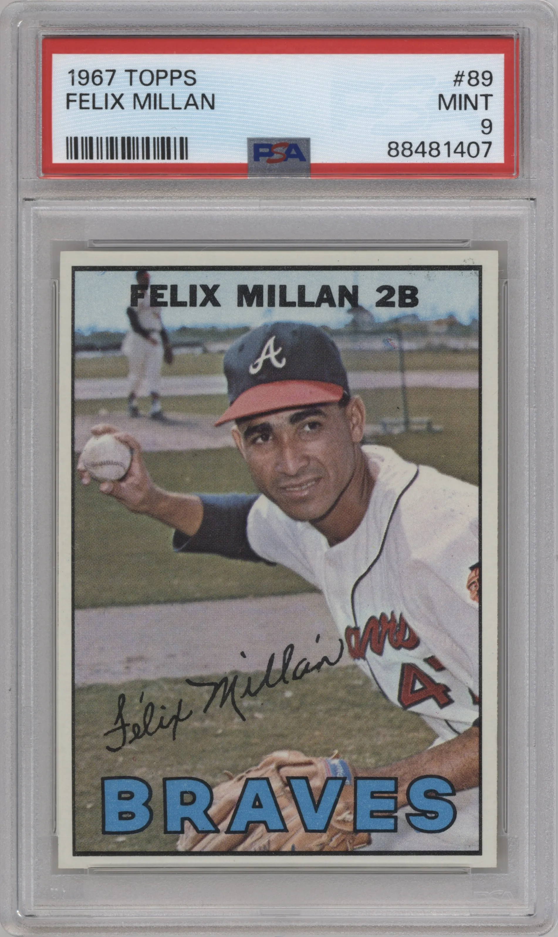 1967 Topps Felix Millan PSA 9