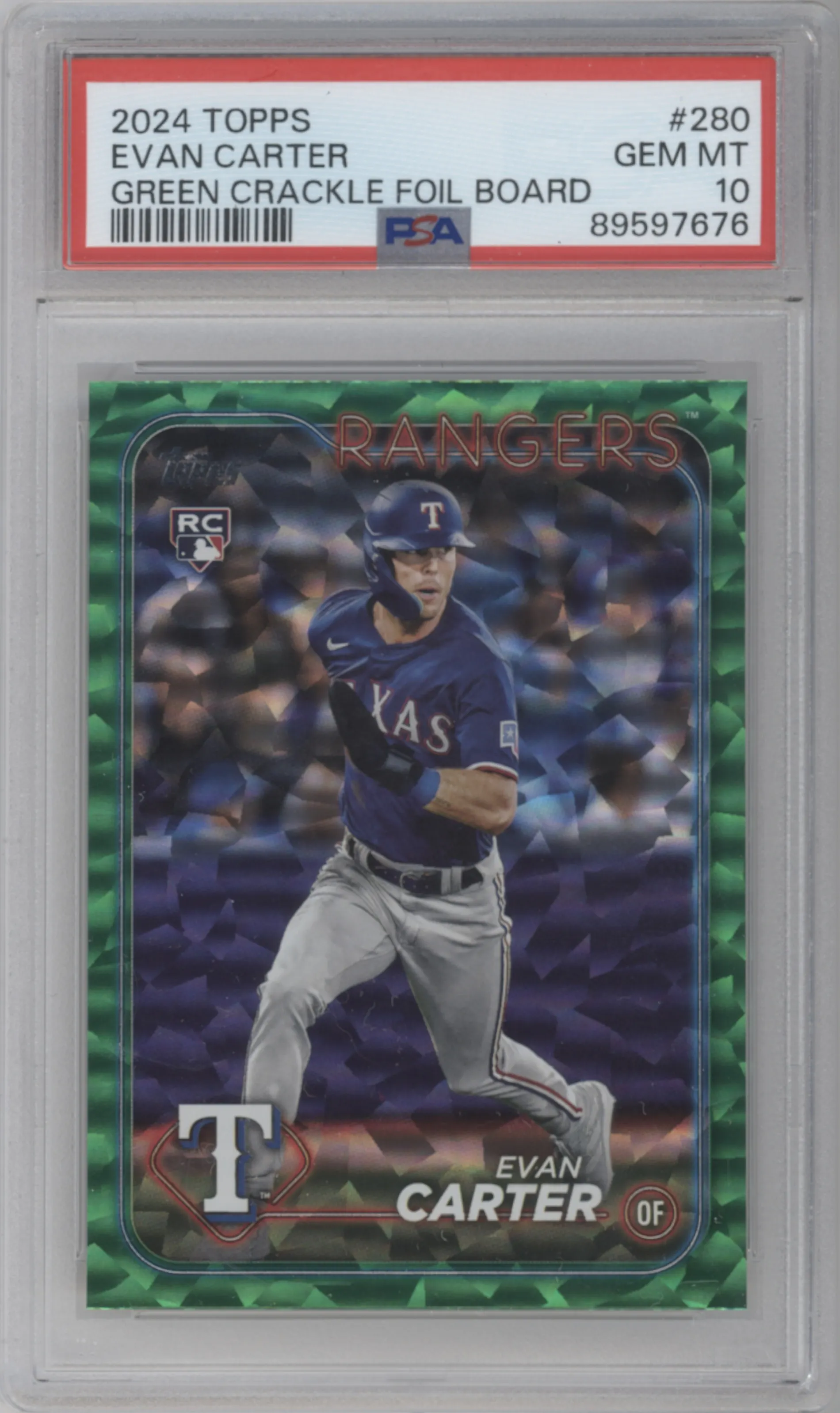2024 Topps Evan Carter Green Crackle Foil #280 PSA 10