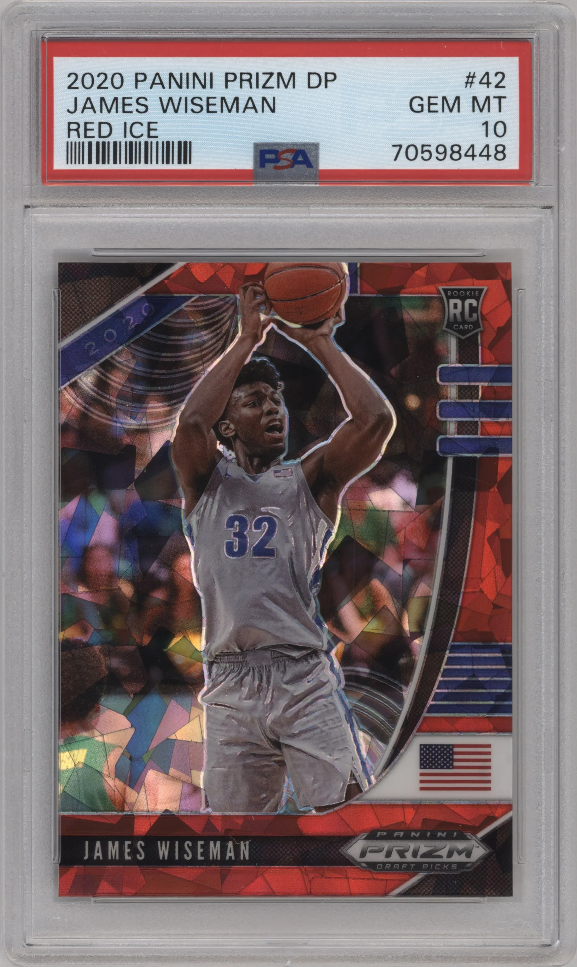 2020 Panini Prizm Draft Picks James Wiseman Red Ice PSA 10