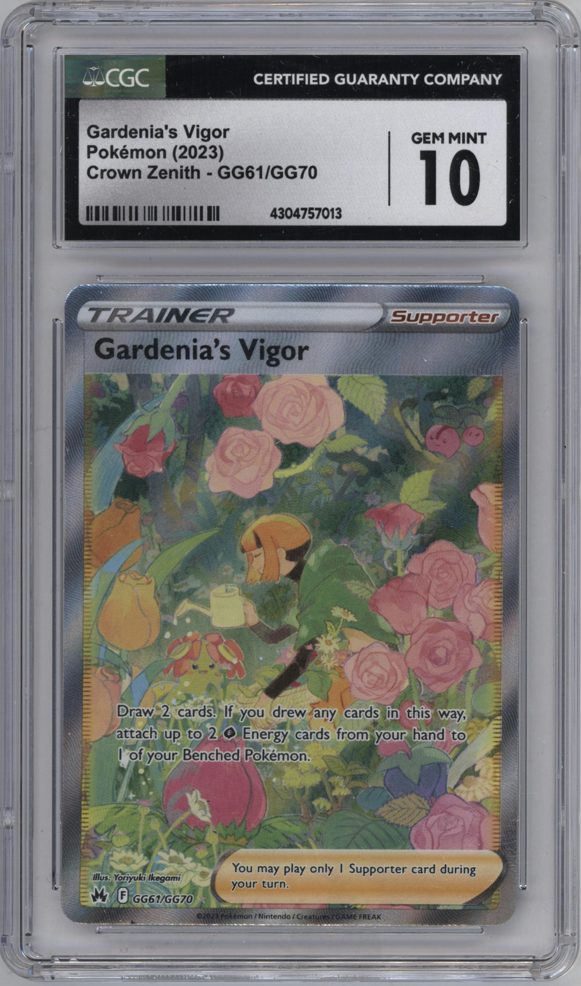 Gardenia's Vigor from the 2023 Pokemon SWSH set graded by CSG and given an overall grade of 10.