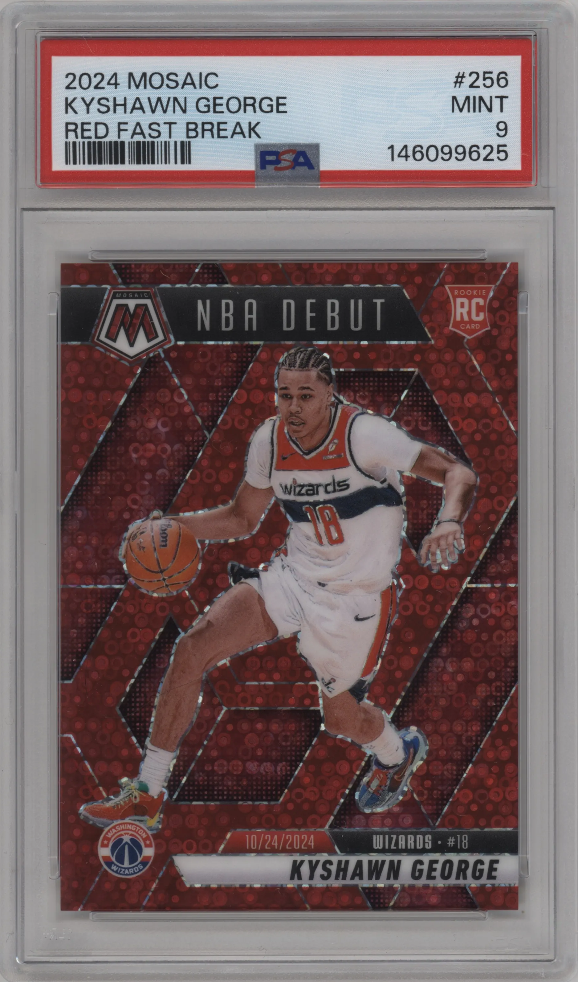 2024 Panini Mosaic Kyshawn George Fast Break Red #256 PSA 9