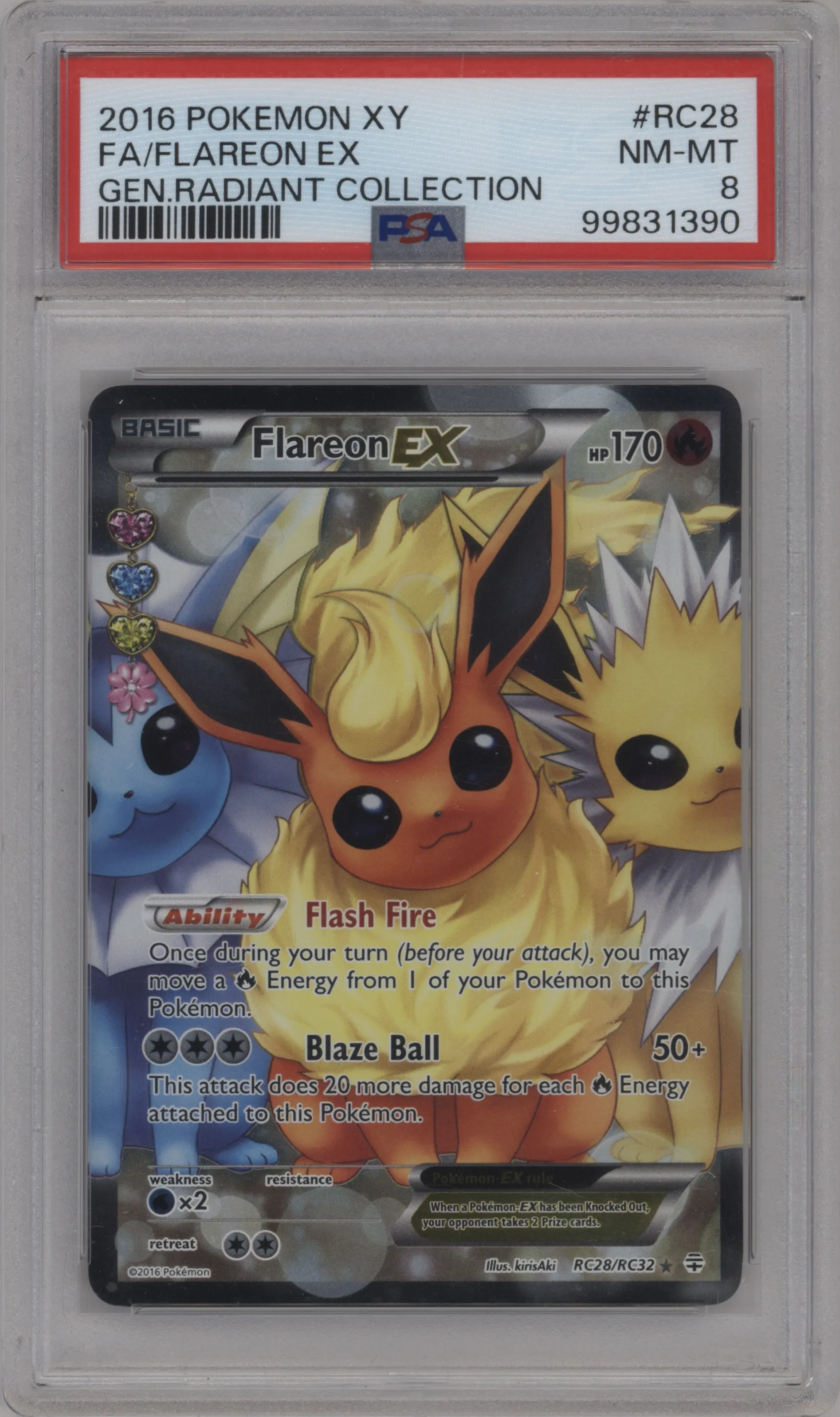 2016 Pokemon XY Gen. Radiant Collection Flareon EX #RC28 PSA 8