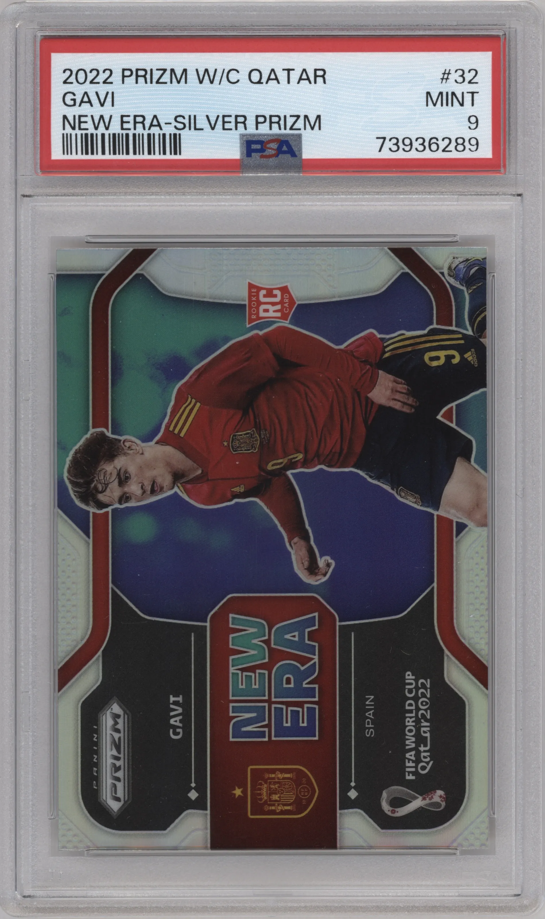 2022 Panini Prizm FIFA WC Qatar New Era Gavi Silver Prizm PSA 9