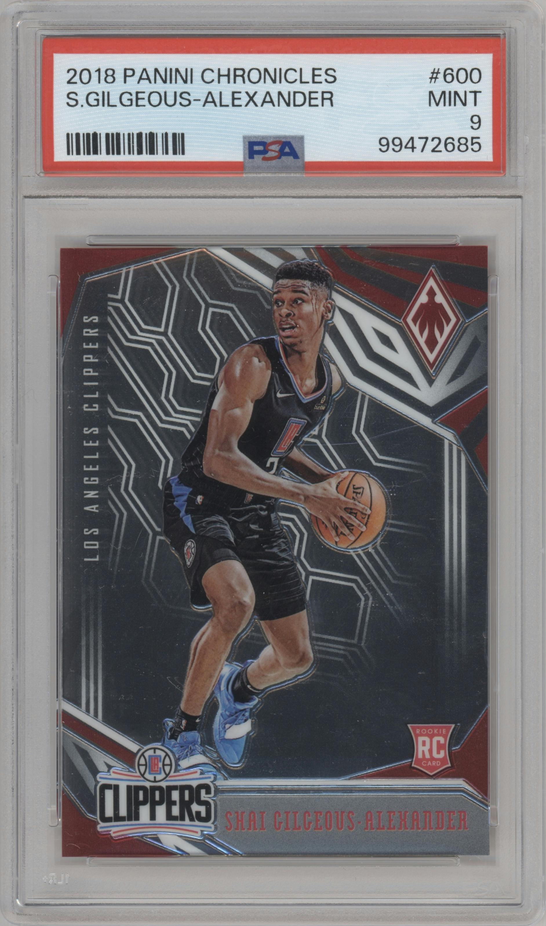 Shai Gilgeous-Alexander from the 2018-19 Panini Chronicles set graded by PSA and given an overall grade of 9.