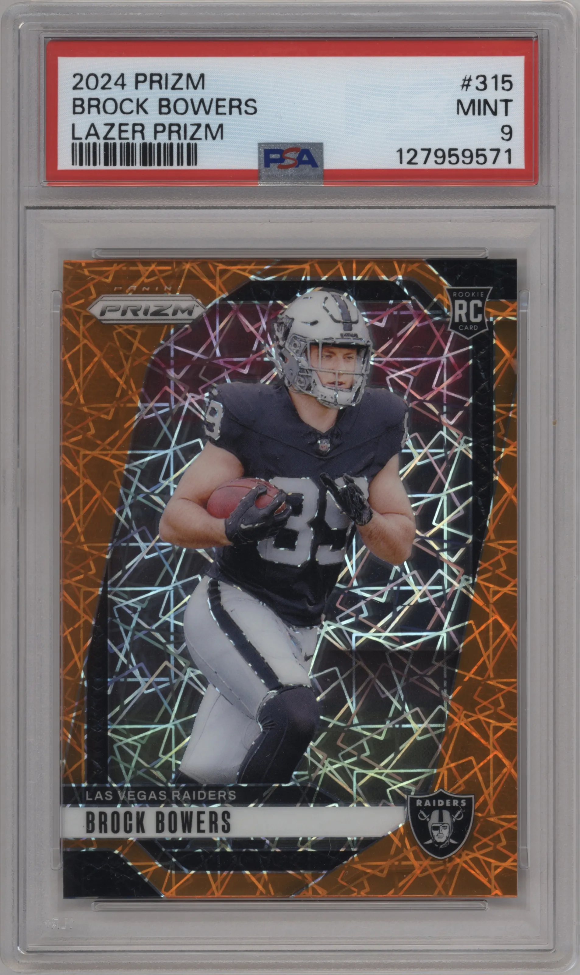 2024 Panini Prizm Brock Bowers Lazer Prizm #315 PSA 9