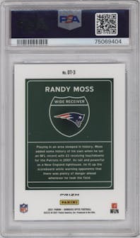 Randy Moss from the 2021 Panini Donruss Optic set graded by PSA and given an overall grade of 10.