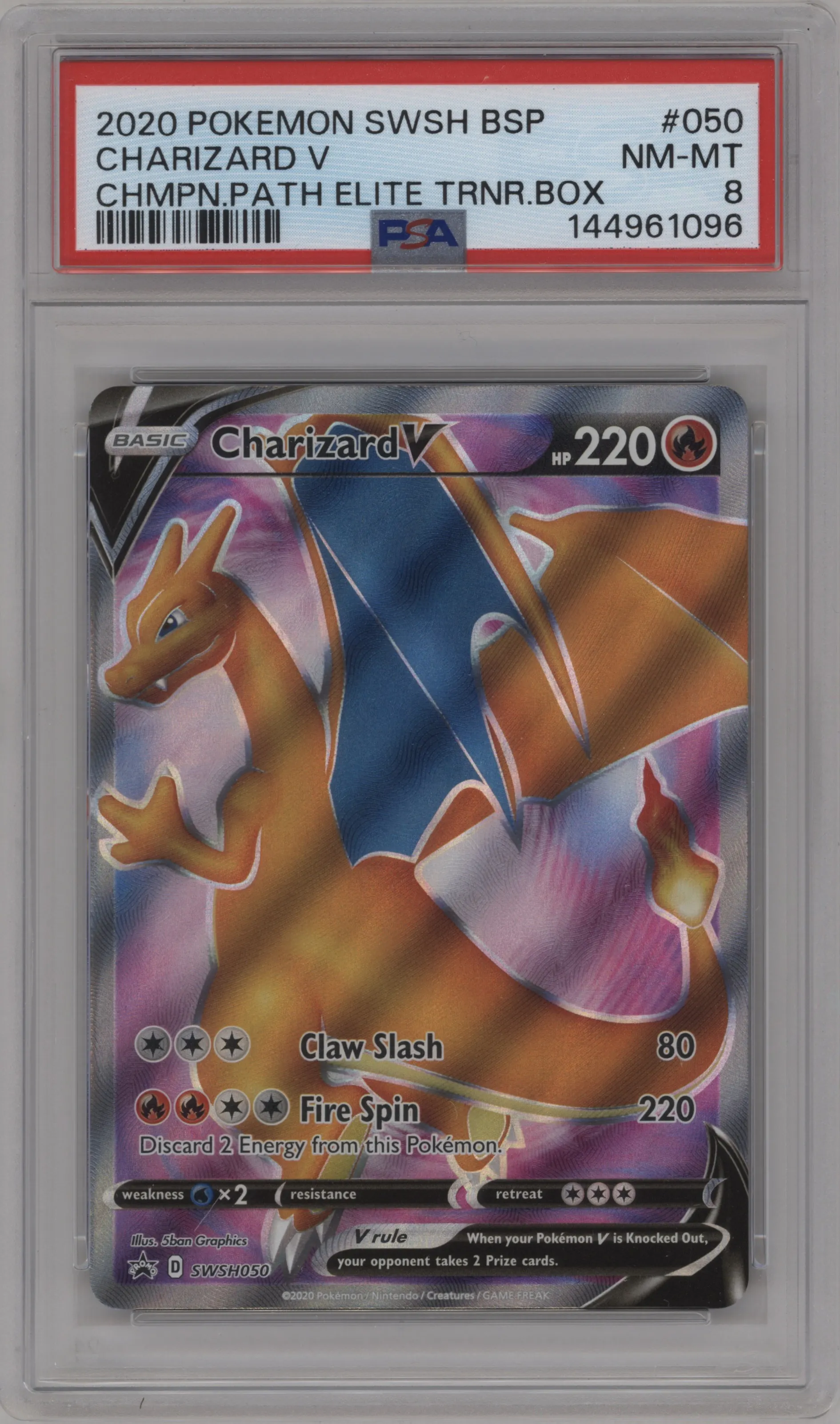 2020 Pokemon SWSH Charizard V Champion's Path ETB #SWSH050 PSA 8