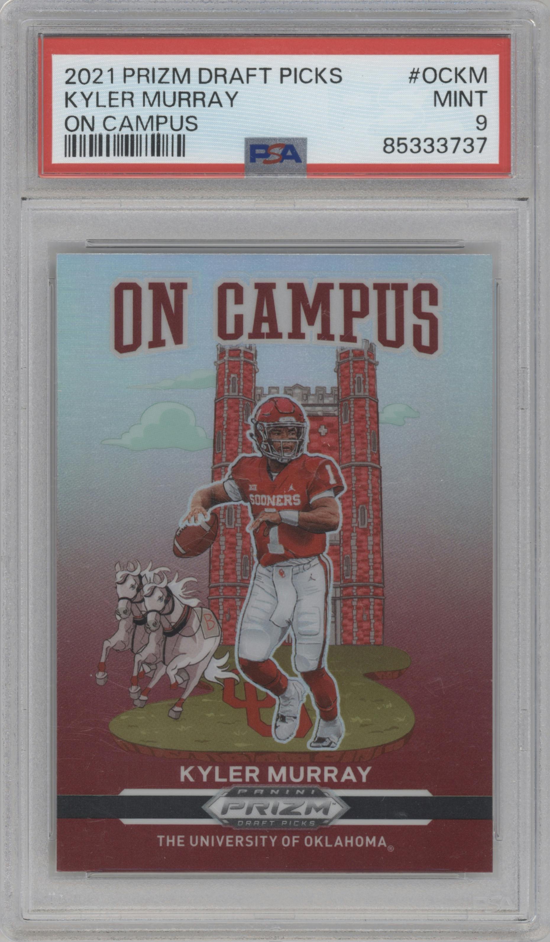 Kyler Murray from the 2021 Panini Prizm Draft Picks set graded by PSA and given an overall grade of 9.