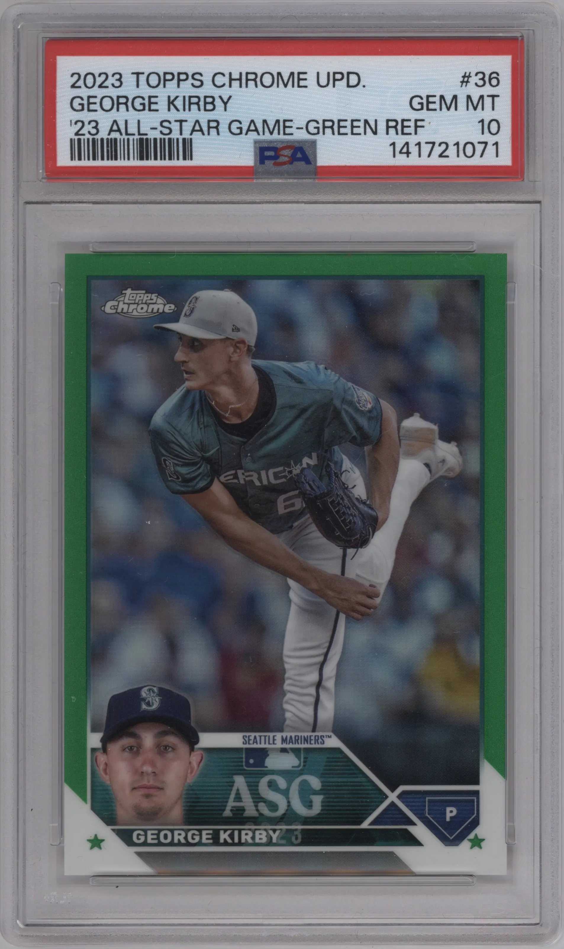 2023 Topps Chrome Update 2023 All-Star Game George Kirby Green Refractor #ASGC-36 PSA 10