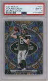  Aaron Rodgers from the 2023 Panini Mosaic set graded by PSA and given an overall grade of 10.