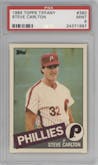 Steve Carlton from the 1985 Topps set featuring a Tiffany parallel graded by PSA and given an overall grade of 9.