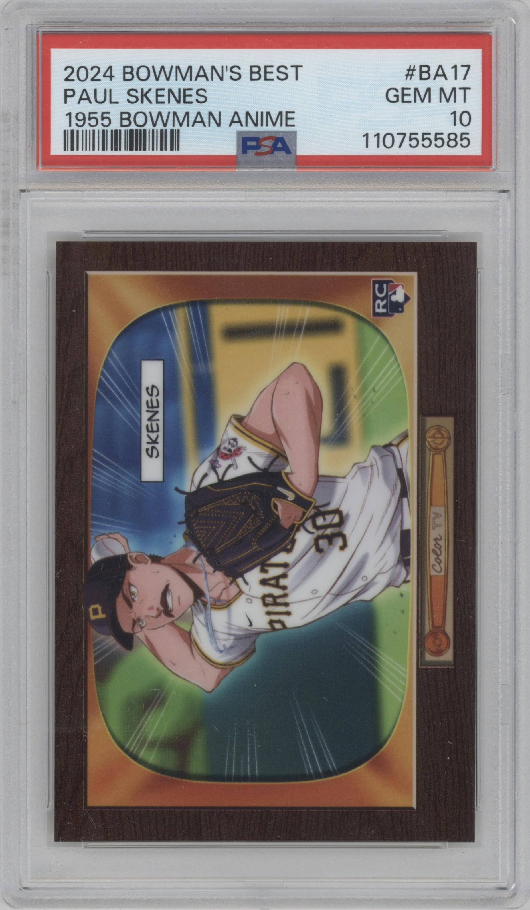 Paul Skenes from the 2024 Bowman's Best set graded by PSA and given an overall grade of 10.