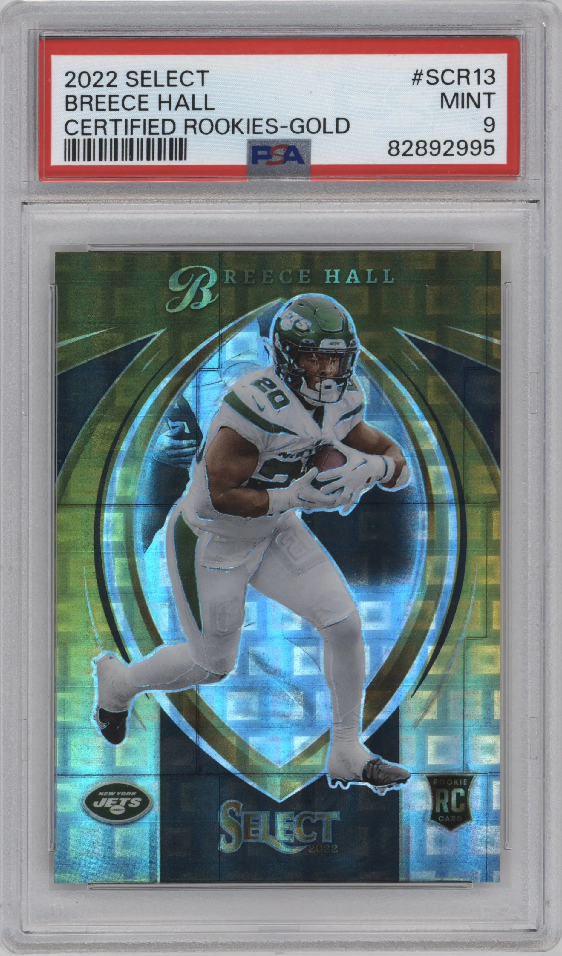 2022 Panini Select Cert. Rke. Breece Hall Gold #SCR-13 PSA 9