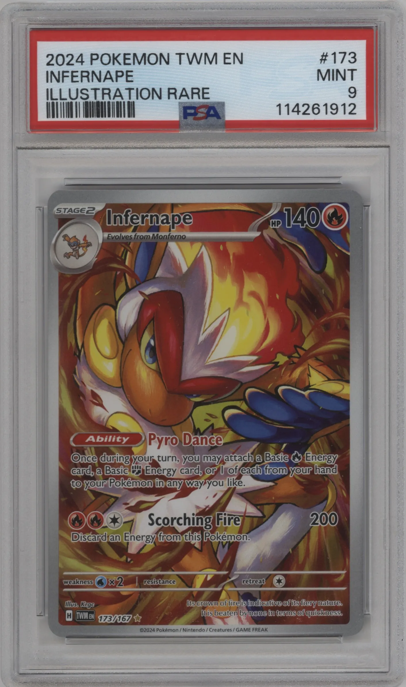 2024 Pokemon SV Twilight Masquerade Infernape #173 PSA 9