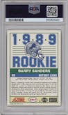 Barry Sanders from the 1989 Score set graded by PSA and given an overall grade of 8.
