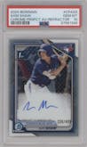 Sam Shaw from the 2024 Bowman set featuring a Refractor parallel graded by PSA and given an overall grade of 10.