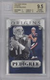 Drake Maye / Drew Bledsoe from the 2024 Panini Origins set graded by Beckett and given an overall grade of 9.5.