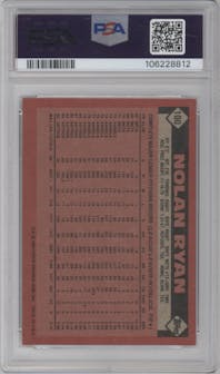 Nolan Ryan from the 1986 Topps set graded by PSA and given an overall grade of 7.