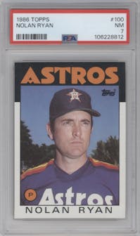 Nolan Ryan from the 1986 Topps set graded by PSA and given an overall grade of 7.