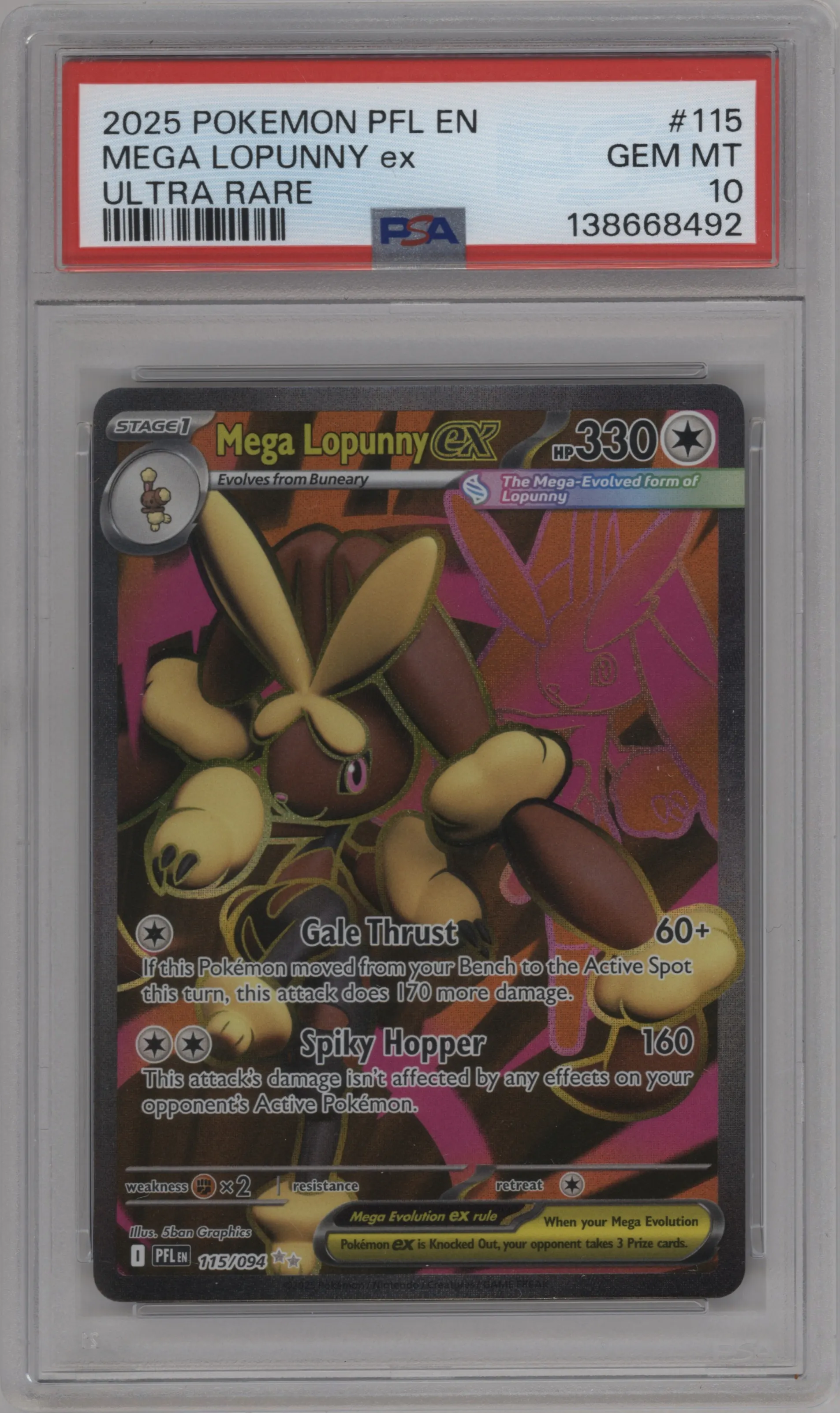 2025 Pokemon Mega Evolution Phan. Flames Mega Lopunny ex PSA 10